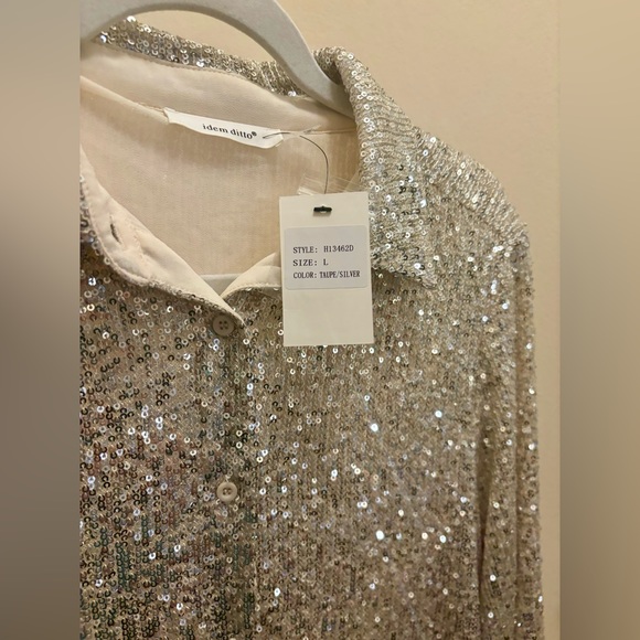 Glitzy Bella Champagne Sequin Shirt Dress - Picture 5 of 8